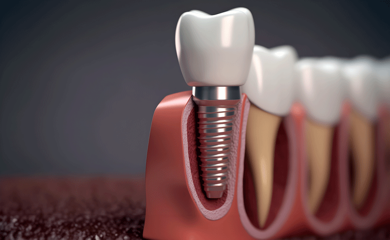 Medically accurate 3D illustration of human teeth and Implant concept